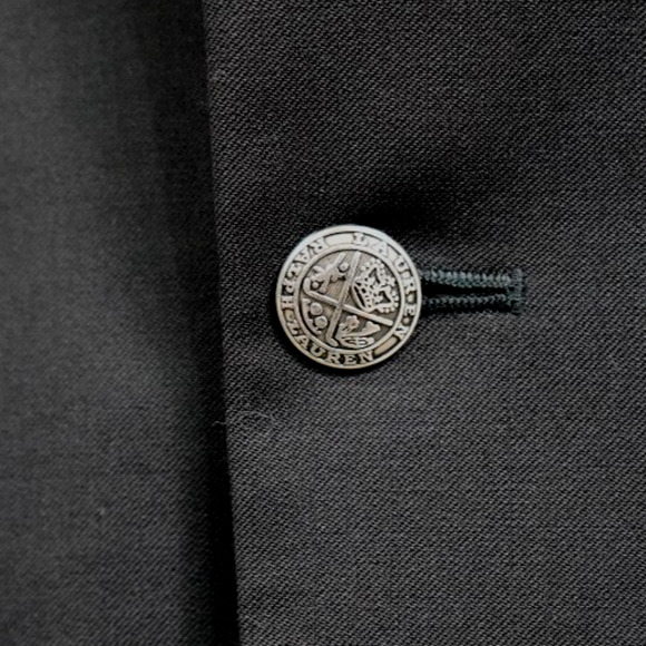 Ralph Ralph Lauren Blazer Mens Size 46R Black Silver Metal Buttons 100% Wool - Picture 7 of 9